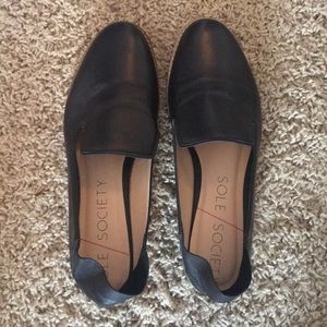 Black slide on leather shoes